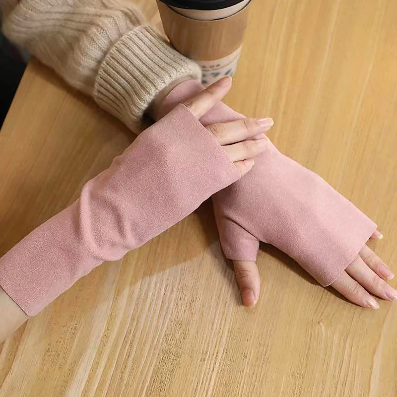 Unisex Winter Gloves Female Fingerless Gloves Without Fingers Half Finger Women Cashmere Warm Gloves Hand Wrist Warmer Mittens