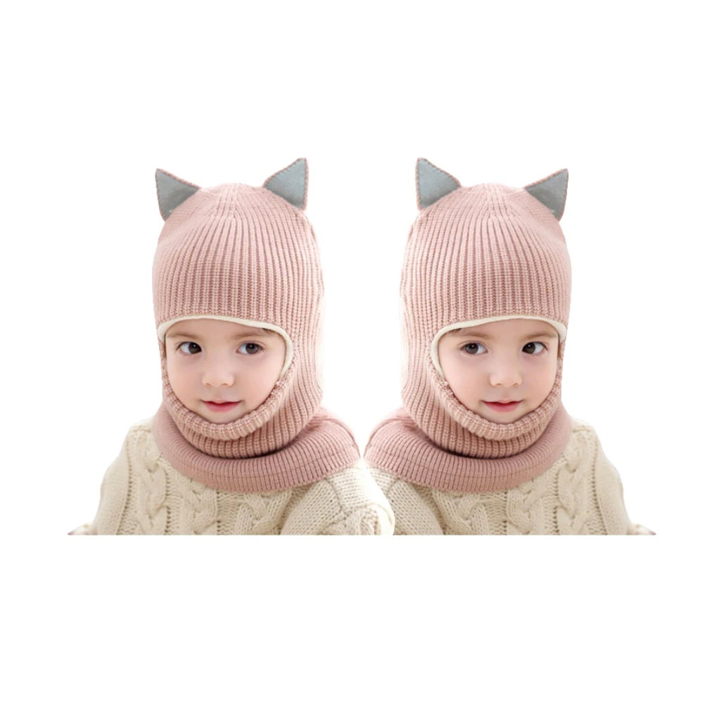 

1Pcs Baby Winter Knitted Face Mask With Cute Wool Hat For Outdoor Activities 2-5 Years Old