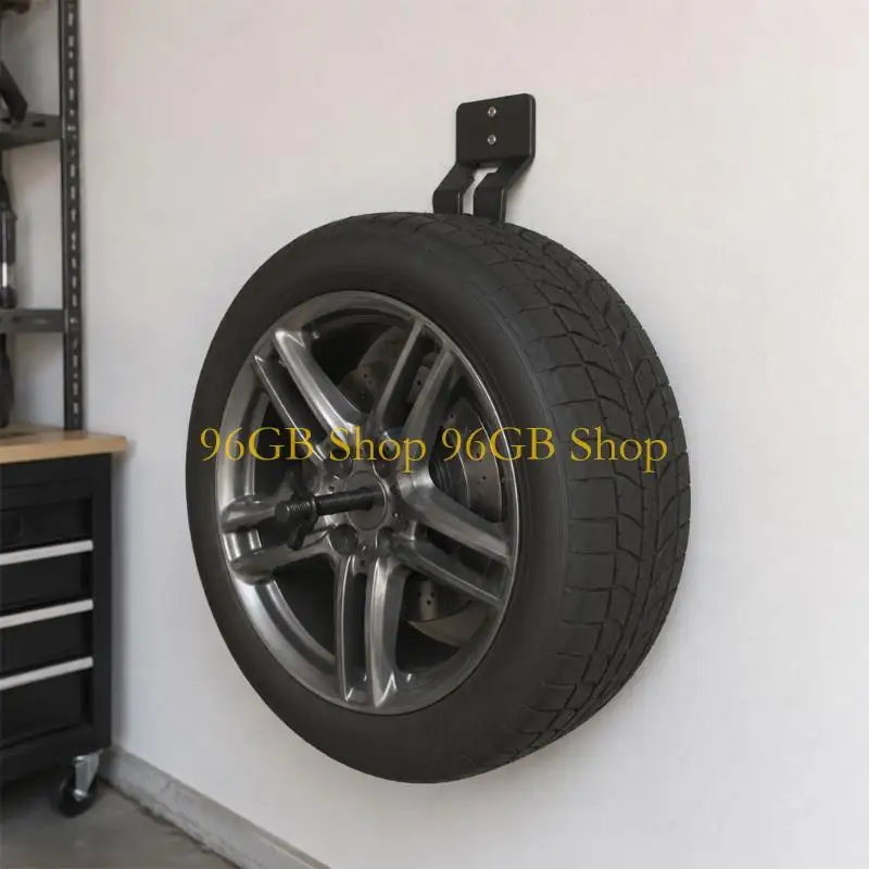 96GB Vertical Spare Tire Mount Bracket for Trailer Wall Storage, Wall Mounted Tire Bracket with Threaded Rod for Cargo Enclosed