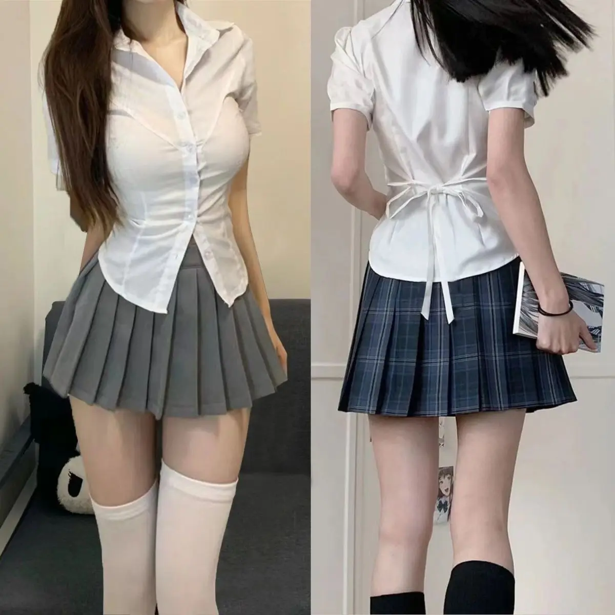 

plus Size 200 Pou Extra Large White School orm Sle JK orm Waist Cinching Belted Pure Desire Slimming irt