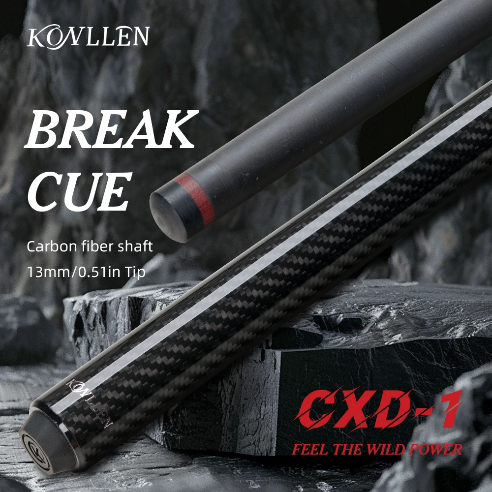 

KONLLEN Break cue Pool cue Stick 13mm Tip Carbon Fiber Shaft Punch Cue 58" Stick 1/2 spint Billiard Cues