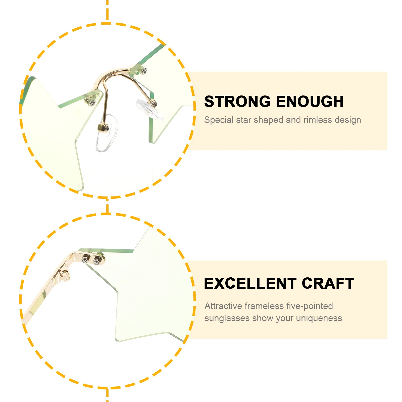 

Star Shaped Sunglasses Frameless Five-Pointed Party Eyewear For Festival Vacation Street Photo Cosplay Party Favors Decorative