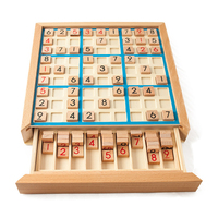 Math Brain Teaser Wooden Sudoku Board Wooden Sudoku Puzzle Board Wood Sudoku Game Set with Drawer Math Brain Teaser Desktop Toys