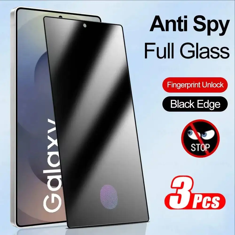 1-3Pcs Privacy Screen Protector For Samsung Galaxy S25 Ultra 5G Anti-Spy Fingerprint Unlock Glass Film