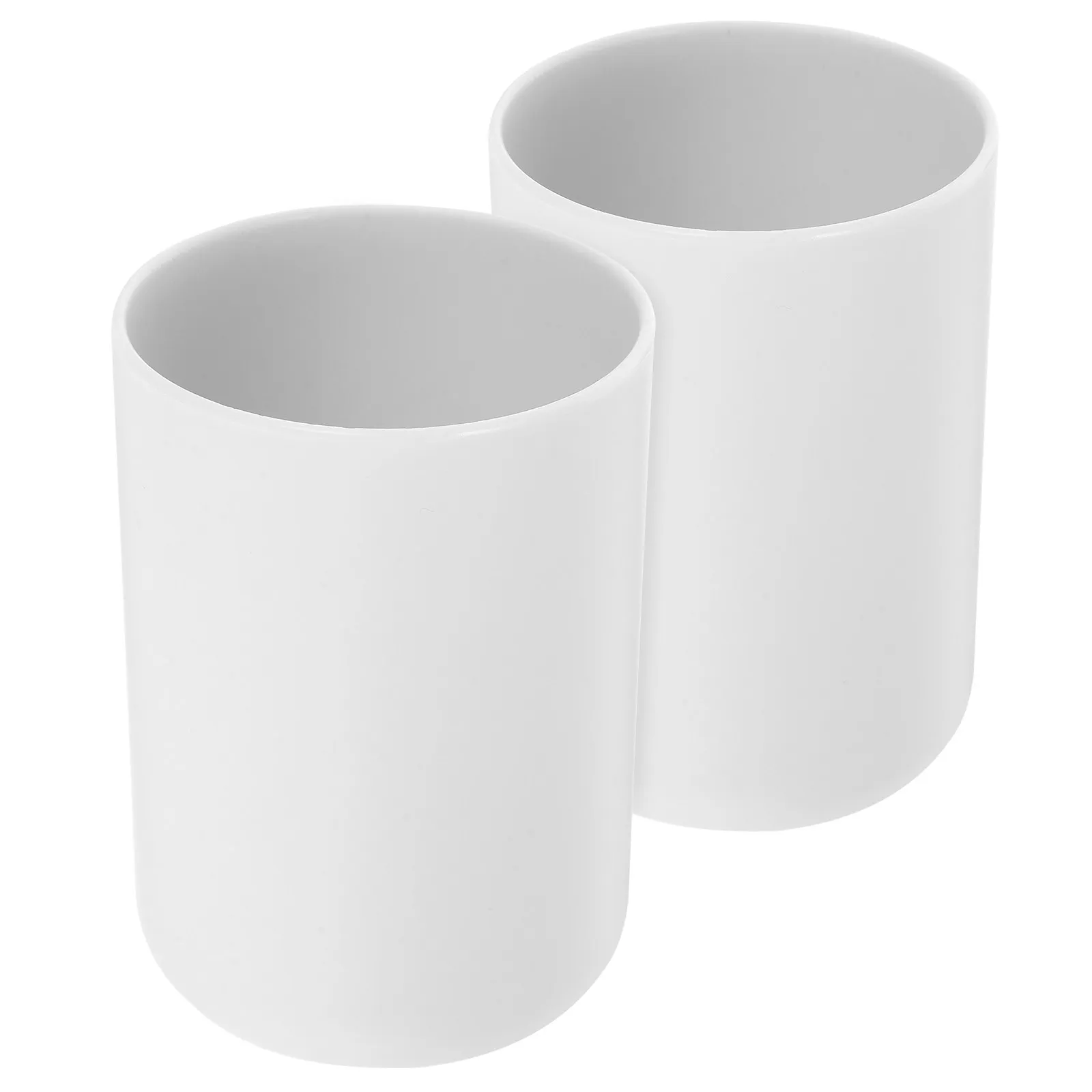 

2Pcs Bathroom Cup Toothbrush Holder Mouthwash Cup PP Plastic Tumblers Smooth Safe Lightweight Tooth Brushing Mug