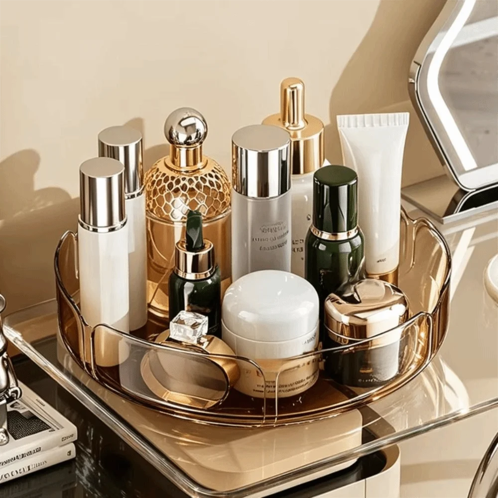 Space-Saving Rotating Storage Rack 360° Rotating Clear Spice Jar Storage Tray Multi-functional Convenient