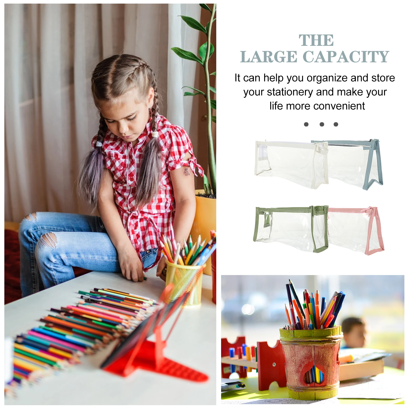 

4 Pcs Stationery Storage Pen Bag Small Pencil Case Foldable Multi Functional Practical Pouch Bags Large Capacity High