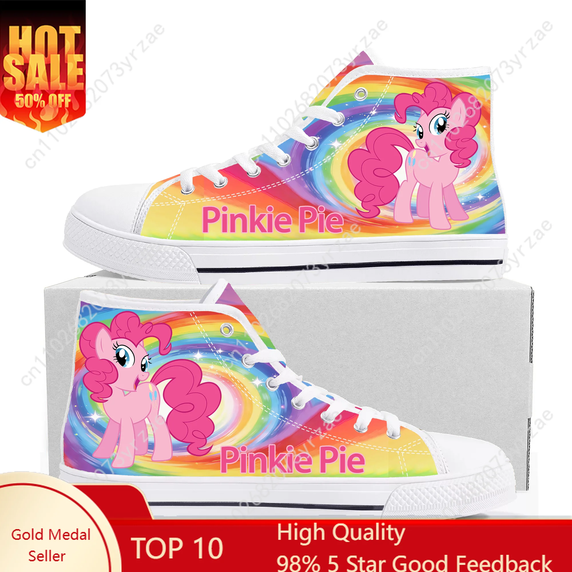 

Pinkie Pie High Top Shoes Man Woman Sneakers My Little Pony Friendship Is Magic Fashion Casual Shoe Custom Footwear