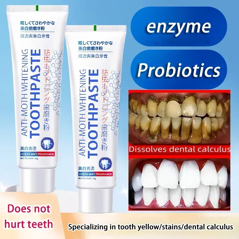 Enzyme Probiotic Whiten Toothpaste Remove Stains Freshen Breath Reduce Oral Bacteria Prevent Periodontitis Fluoride Toothpaste