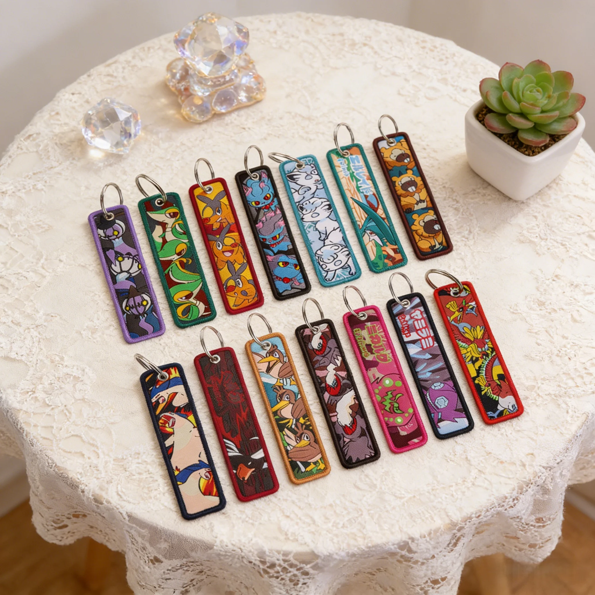 

Anime Elf Animals Embroidery Key Fobs Keychain for Motorcycles Car Key Ring Holder Key Tags Chaveiro Jewelry Accessories Gifts