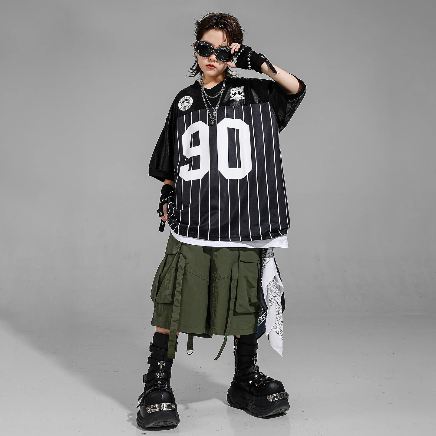 T-shirt oversize per ragazzi Hip Hop Pantaloncini mimetici Abbigliamento da ballo di strada Ragazze K-pop Costume jazz Abbigliamento per bambini Set Bambini Streetwear
