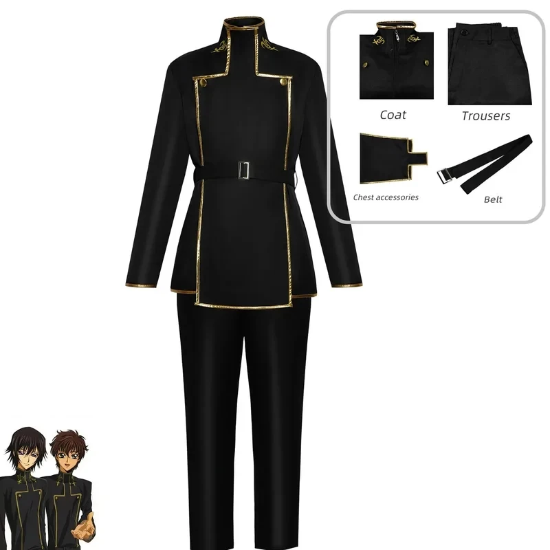 

✿2026✿Code Lelouch Cosplay Costume Geass vi Britannia Oufit Clothes Black Prince Uniforms Halloween Classic Anime Cosplay Men S✿