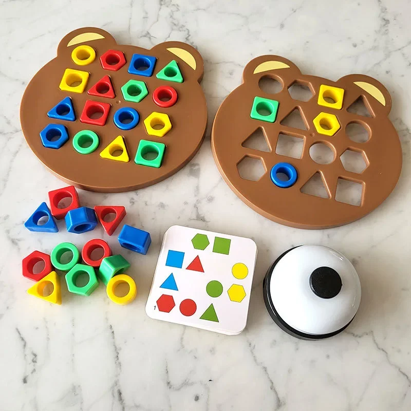 Little Bear Geometry Matching Puzzle Puzzle Montessori Education Block Parent Child Interactive Board Game