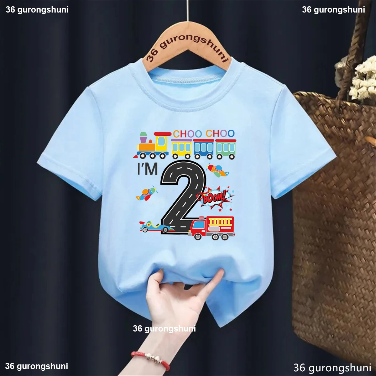 Two Birthday T-Shirt Boys, Choo Choo, 2nd Train Party Birthday T-Shirt Kids,  Children'S Transportation Birthday Tee Party Gift