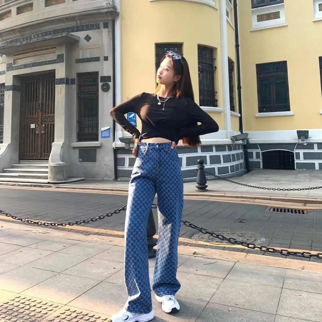 2024 Women Fashion Denim Jeans Harajuku Loose Wide Leg Long Pants Woman Casual Streetwear Baggy Demin Trousers Female Clothes