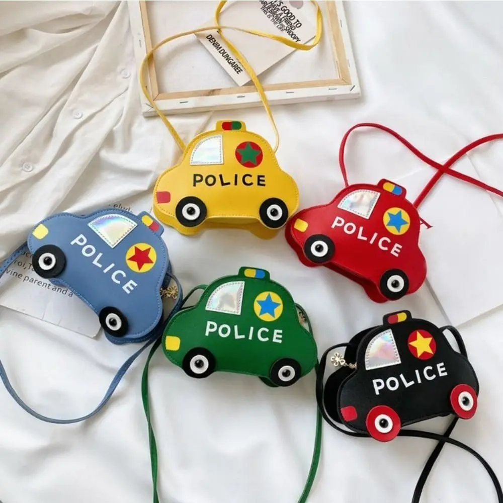 Creative PU Leather Children's Shoulder Bag Cartoon Car Shape 3D Crossbody Bag Splicing Coin Purse for Kids view 5