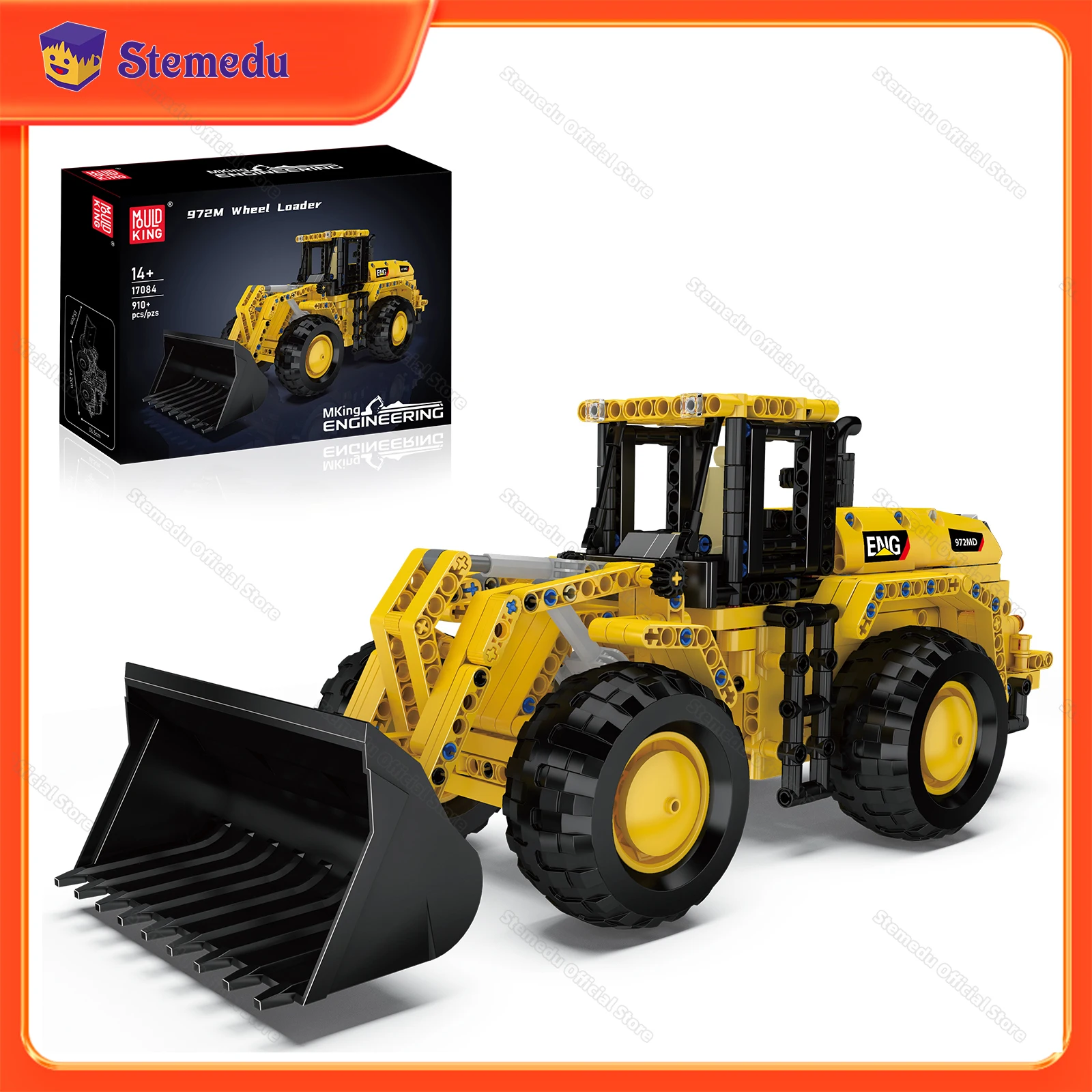 

Mould King 17084 910Pcs 972M Wheel Loader Small Piece Building Block Model Engineering Truck Vehicle Excavator Bulldozer Bricks