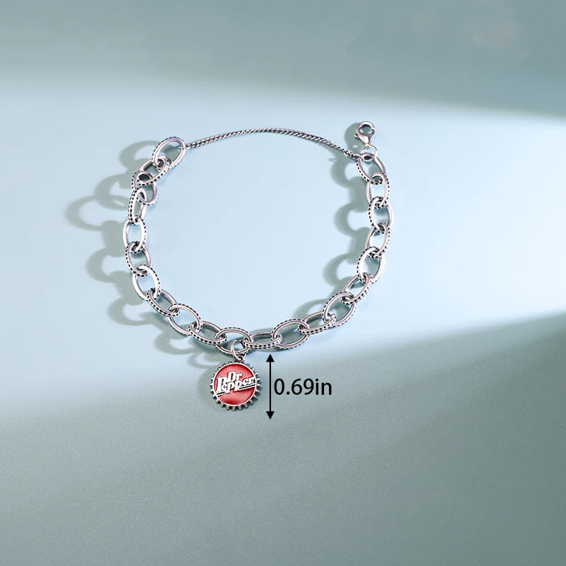 

Genuine 925 sterling silver James Avery Textured Oval Charm Bracelet paired with Pepper bottle cap pendant
