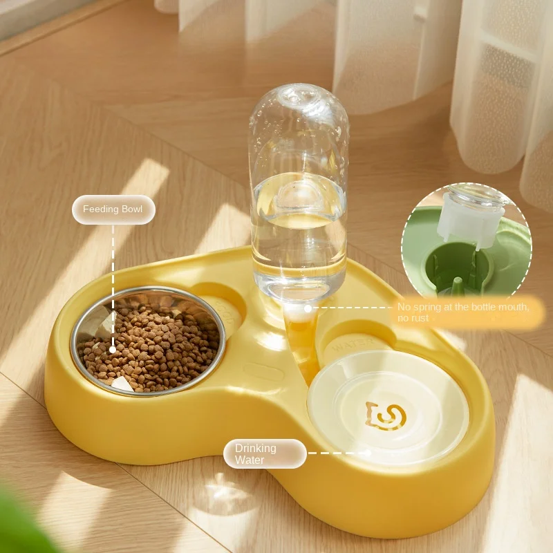 Pet Supplies Dog Feeders Cat Bowls Two-in-one Pet Feeding Bowl Automatic Water Dispenser for Small Dogs Cats Feeder Bowl