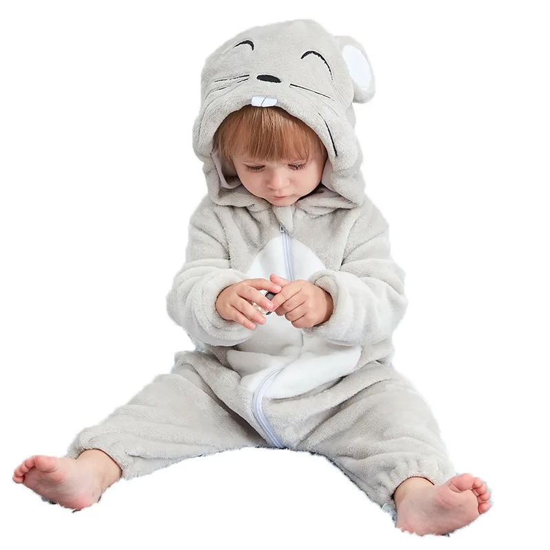 Newborn Baby Rompers Boy Girls Pajamas Animal Cartoon Romper Hooded Pyjama Lion Costumes