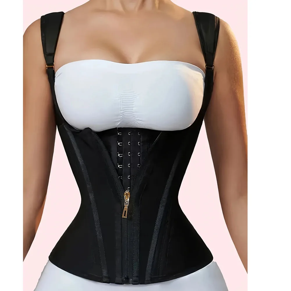 Bauchkontroll-Korsett-Weste für Damen in Übergröße, Cincher, vollständig bedeckende Rücken-Shapewear mit Reißverschluss und geknöpftem Verschluss, harter Kontrollgürtel