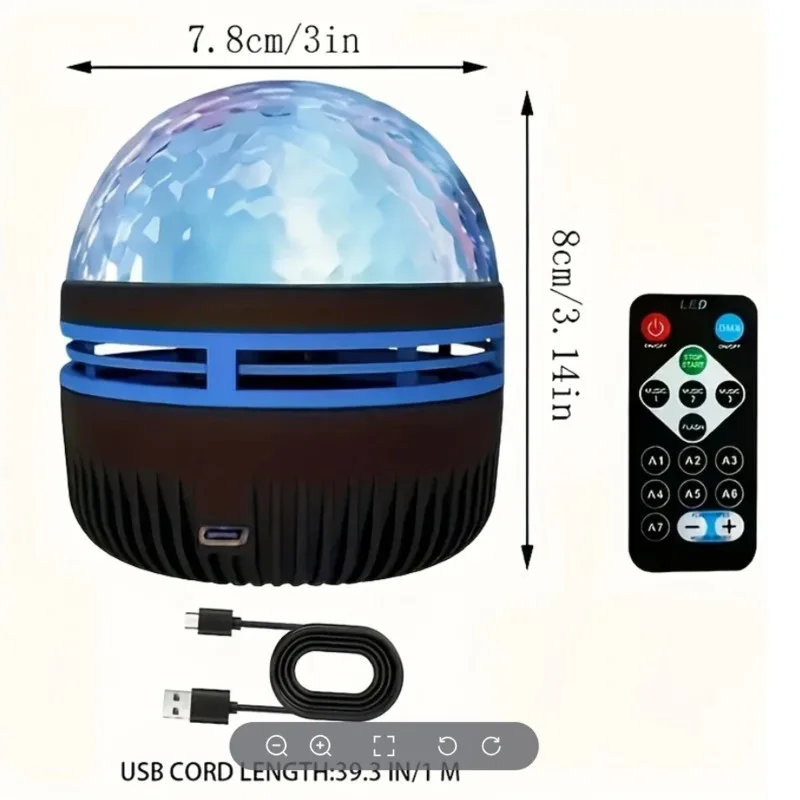Remote Control Water Ripple Projection Lamp  LED Atmosphere Effect Dimmable Suitable For Bedroom Kids Room Party Decor
