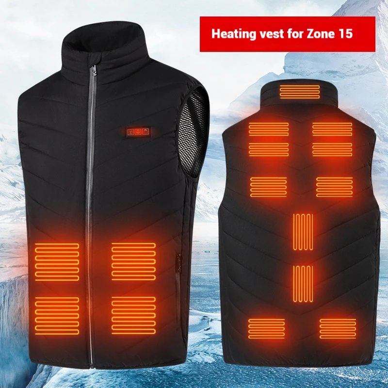 

Mens Intelligent Electric Heating Vest 15 Zone Temperature Control Smart Warming Suit Winter Thermal Underwear For Outdoor Sport