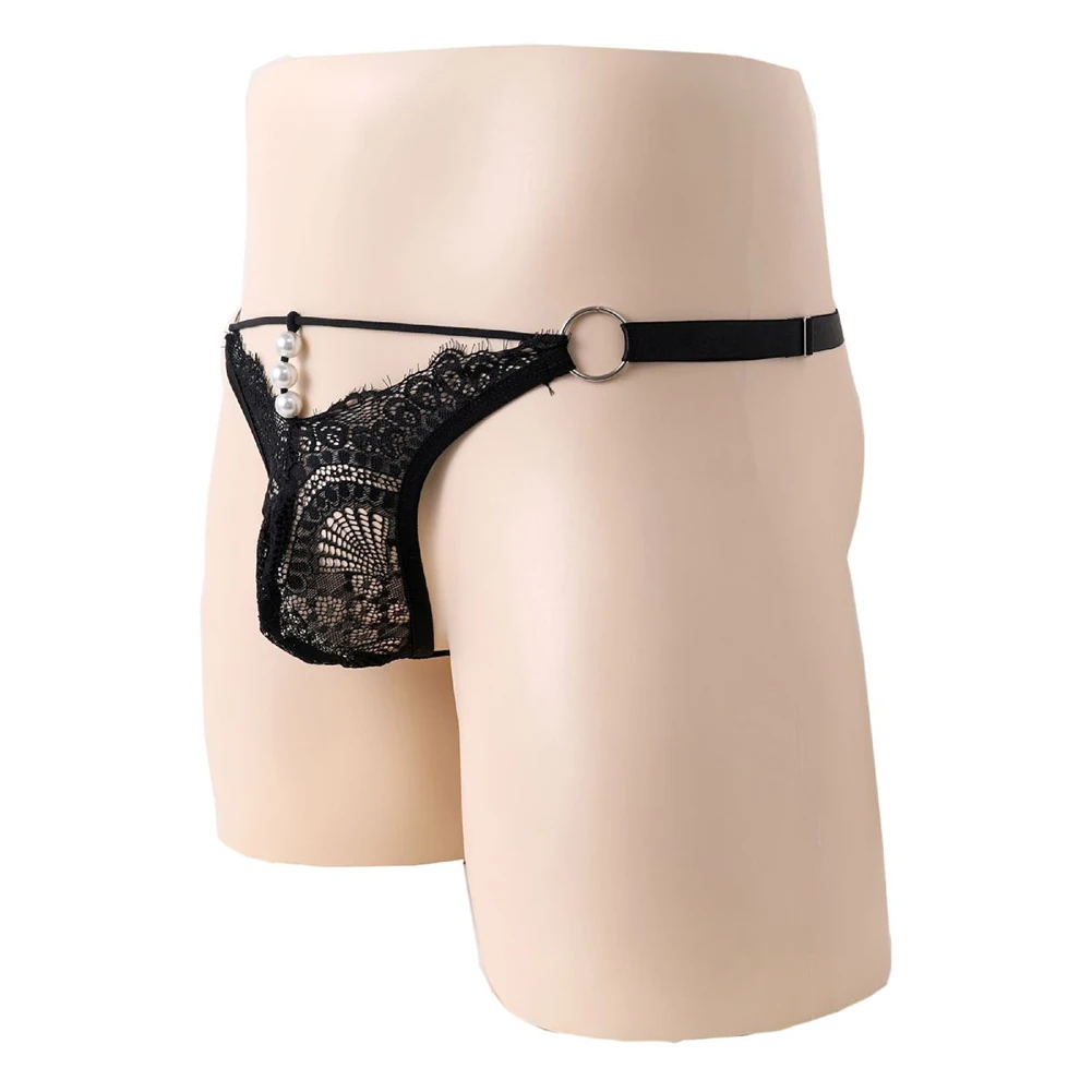 

Men Thin Lace Mesh Breathable Gay Sissy Pouch Mens Sexy Underwear See Through Underpants Summer Men's Panties Thong G-String