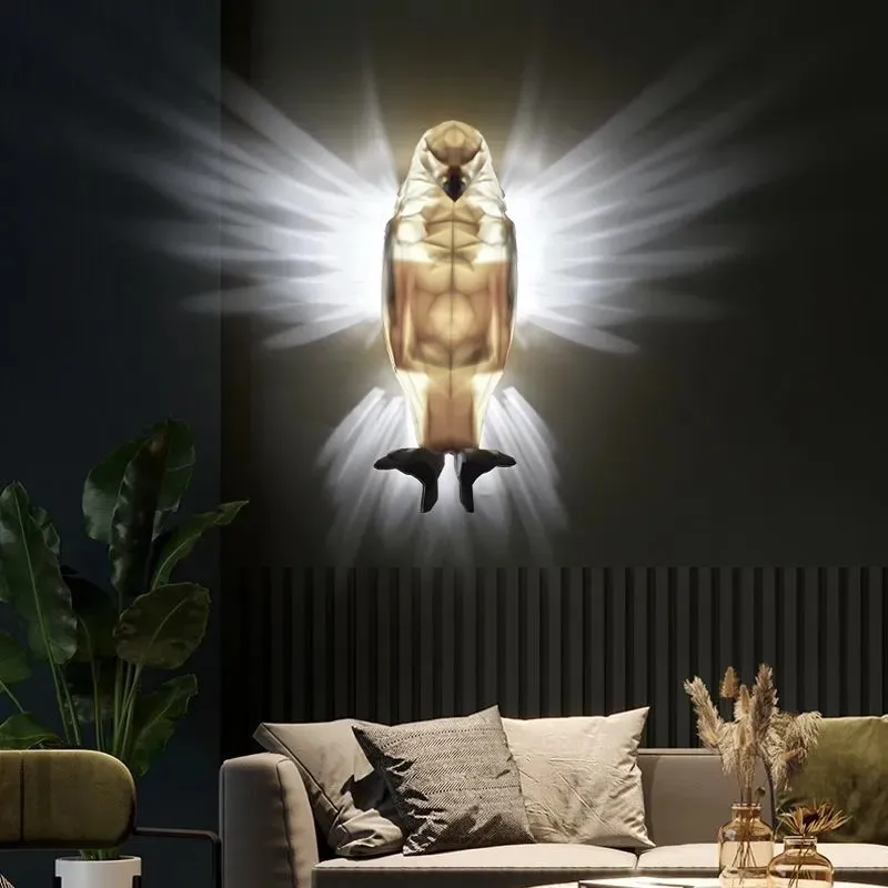 Lâmpada de parede águia, lâmpada personalizada montada na parede com projeção de animais, luz noturna simples e criativa para casa, decoração artística