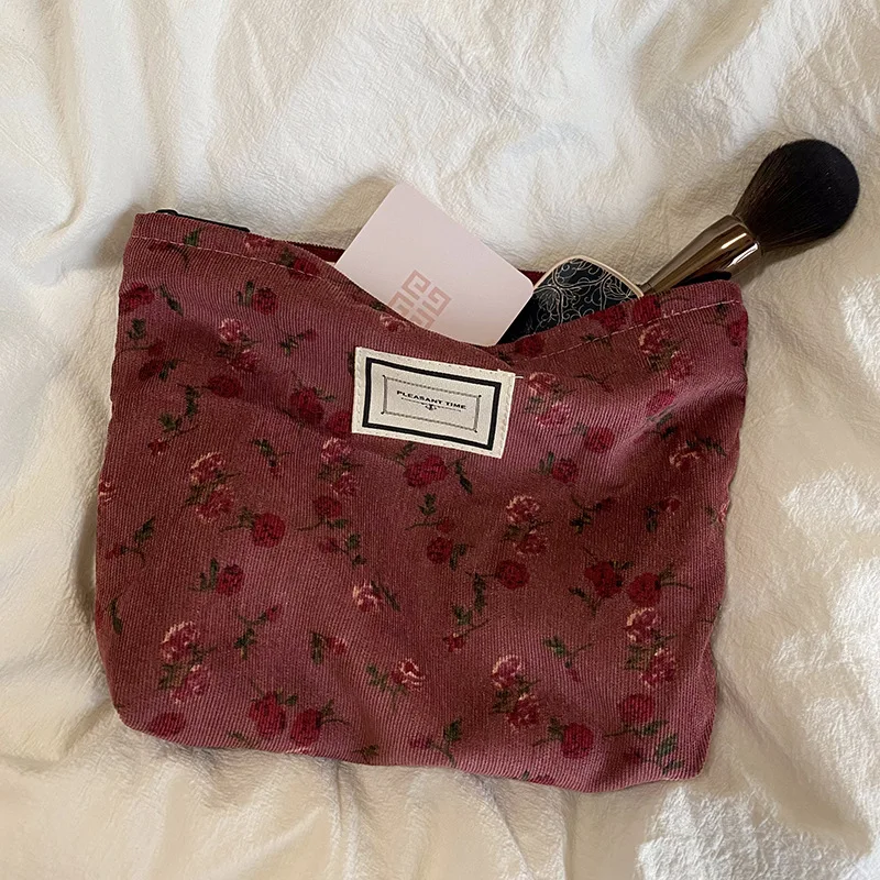 Borsa per cosmetici leopardata da donna grande borsa per il trucco con cerniera impermeabile in tela borsa per il trucco da viaggio per il lavaggio