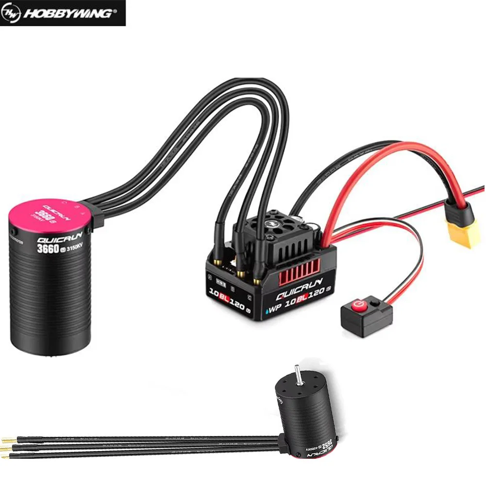 HobbyWing QuicRun WP 10BL120 G2 120A Waterproof Brushless ESC 3652 3660 G2 Sensorless Motor Combo For 1/10 RC Offroad Car view 2