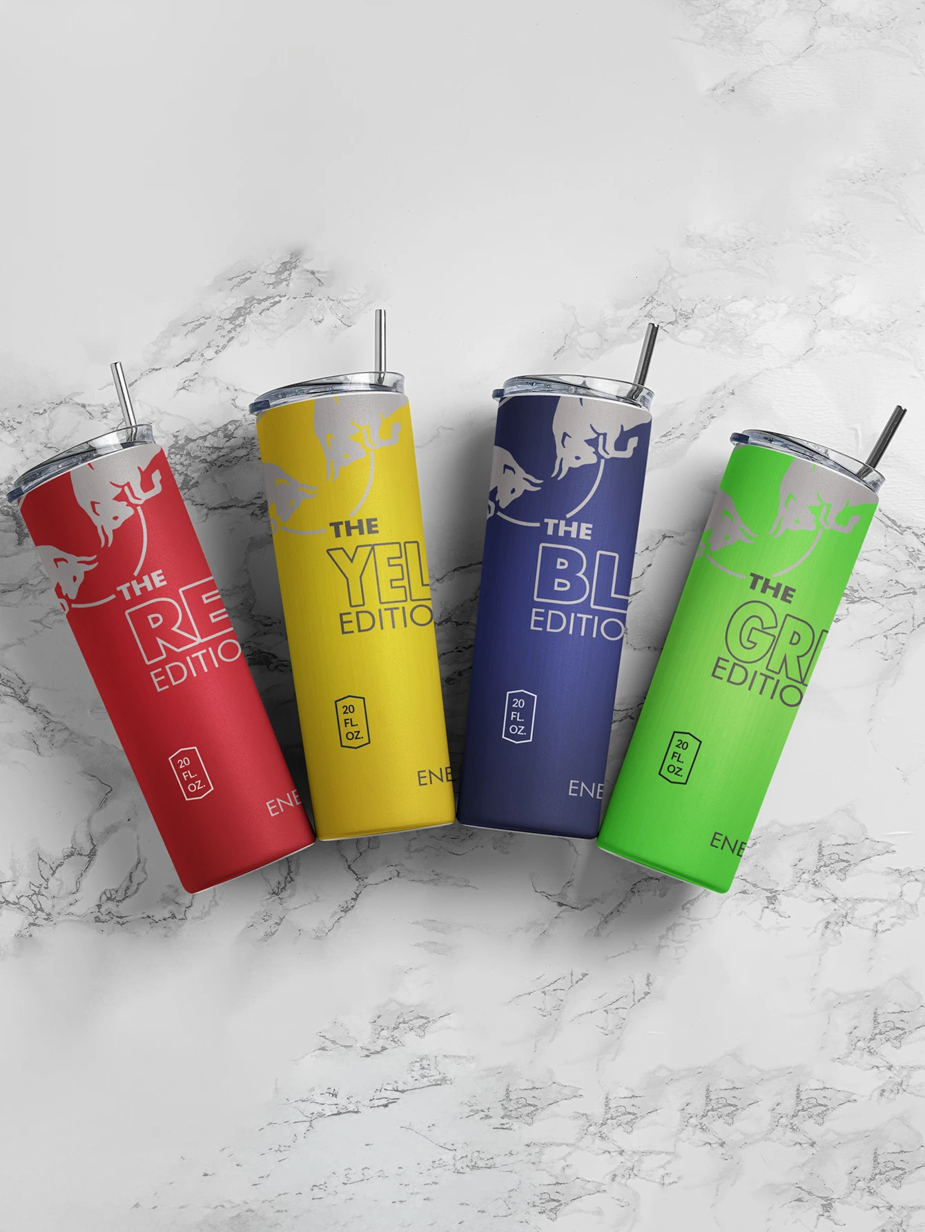 Vaso de bebida energética de bayas de coco, 20oz, taza de viaje reutilizable de acero inoxidable serie Edito roja/amarilla/azul/verde