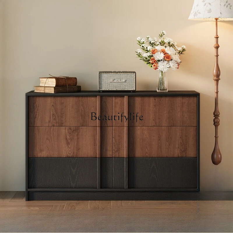 

Medieval Style Living Room Multi-layer Storage Cabinet Sofa Side Cabinet