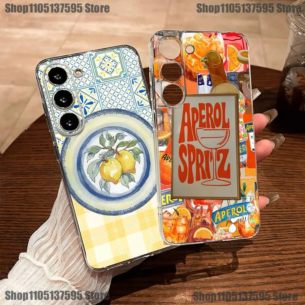 

Aperol Spritz Art Phone Case For Samsung S30,23,21,22,20, FE lite,S10,9,8,7 PIus Note20ultra Soft Transparent