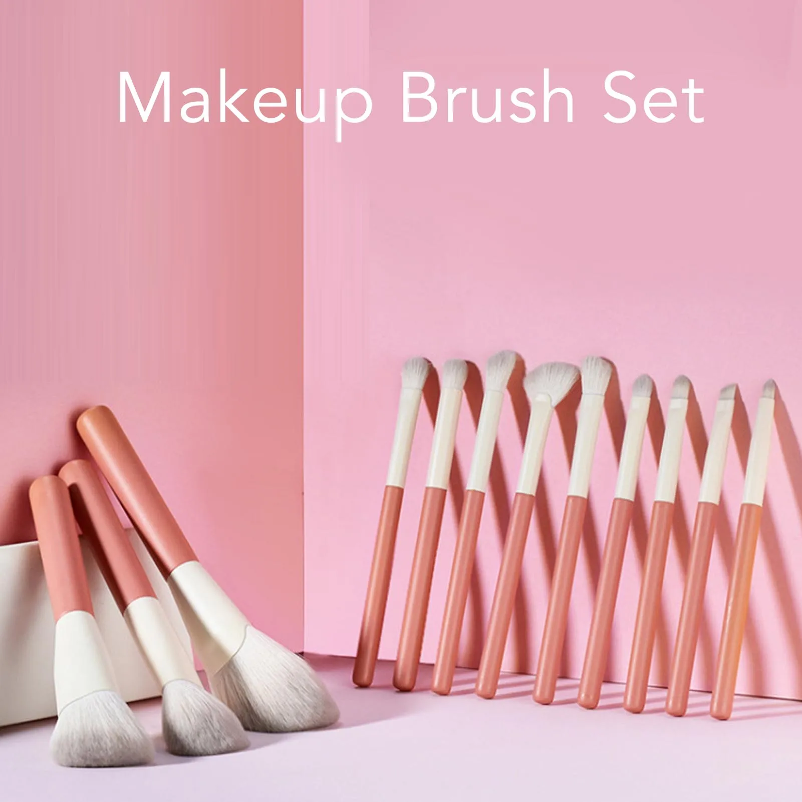 12Pcs Makeup Brush Set with Mesh Bag Portable Soft Bristle Highlighter Eyeshadow Brush Blush Brush For Makeup Beginners