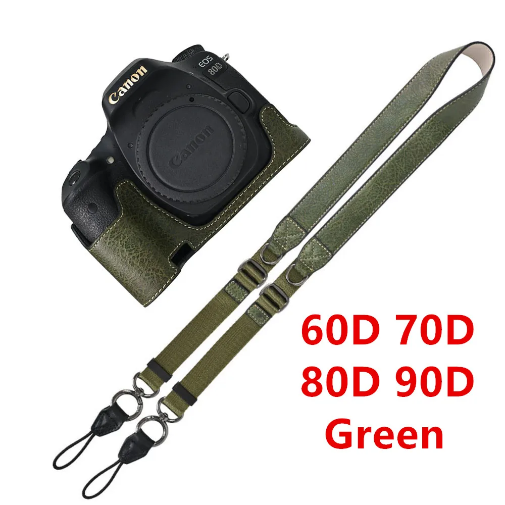 PU Leather Half Body Cover for Canon EOS 60D 70D 80D 90D Camera
