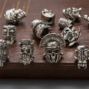 Viking Runa Beads para Fazer Jóias, Capacete Crânio, Trança De Cabelo, Dreadlock, Barba, Pingente, Grande Buraco, DIY Pulseira, Colar, 1 Peça 8 principais vendas caveira com barba - №7