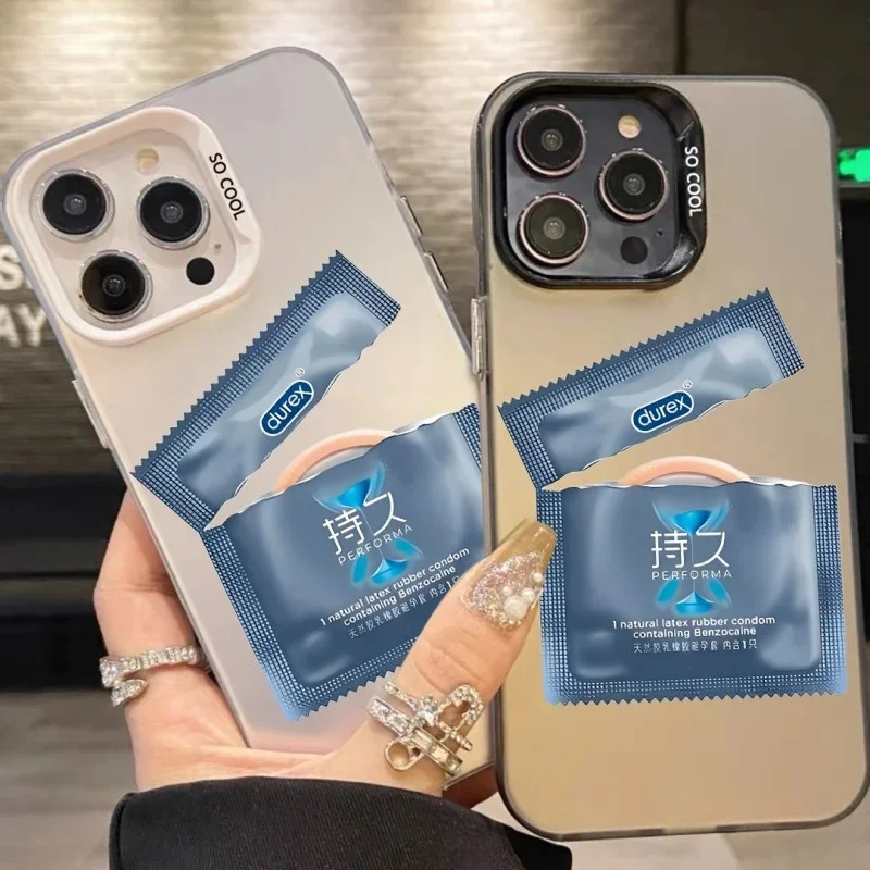 Coque de téléphone amusante et résistante aux chocs en forme de préservatif pour iPhone 16 15 14 13 12 11 17 Pro Max Plus Air XR 17 Air