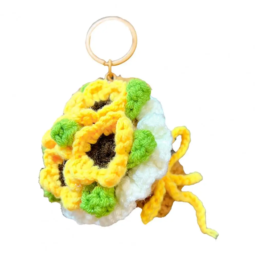 

Hand-Crocheted Keychain,Wool Rose Bouquet Decor,Unique Knitted Pendant Keyring,Pendant Bags Backpacks Accessory