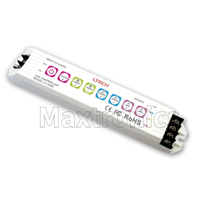 LTECH LT-3600RF Led Constant Voltage RGB Controller RF 2.4G Wireless 12-24V Input 6A/CH 18A 3 Channel for RGB LED Strip/ Modules
