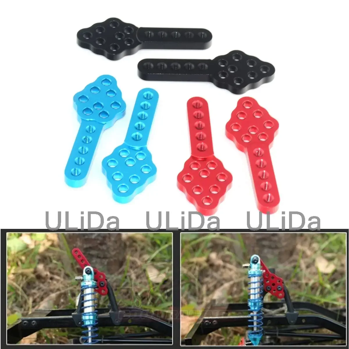 2x Holes Adjustable Shock Absorber Seat Mounting Plate Bracket Angle Height Base Stand for RC Car Tamiya Axial Scx10