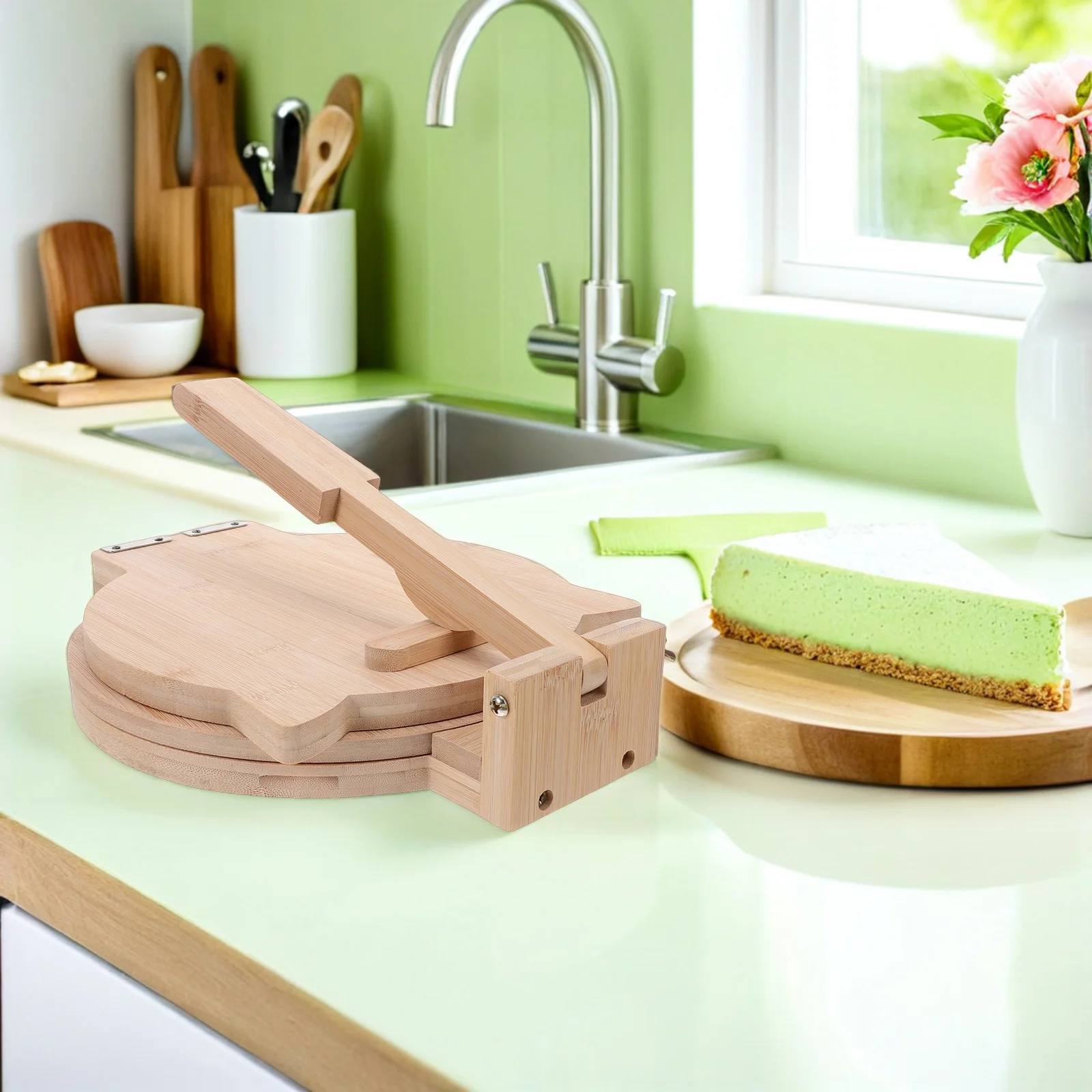 

Wood Tortilla Press Heavy Duty Flour Dough Presser Manual Kitchen Tortilla Maker Empanada Dumpling Roti Taco Press Tool