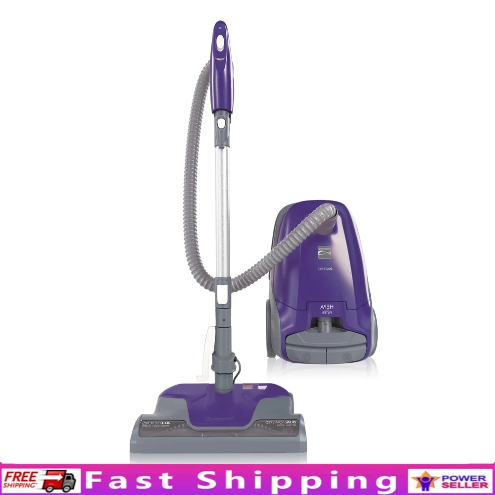 Powerful HEPA Filtration Bagged Canister Vacuum Cleaner with AllergenSeal System Adjustable Height Automatic Cord Rewind Pet