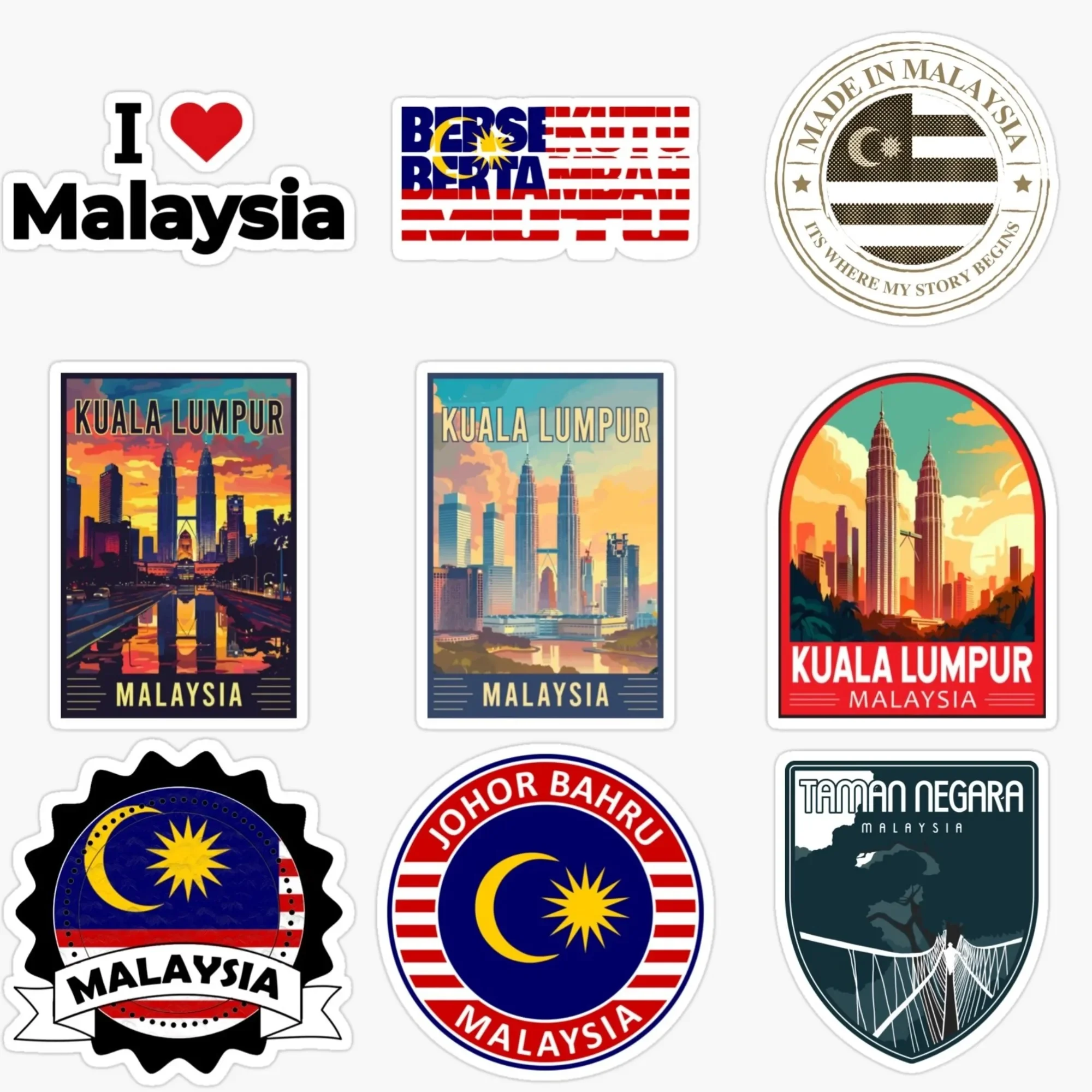 

Malaysia Flag Emblem Scenery Creative PVC Sticker for Decorate Car Van Bicycle Truck Helmet Window Wall Table Decal Accessorie