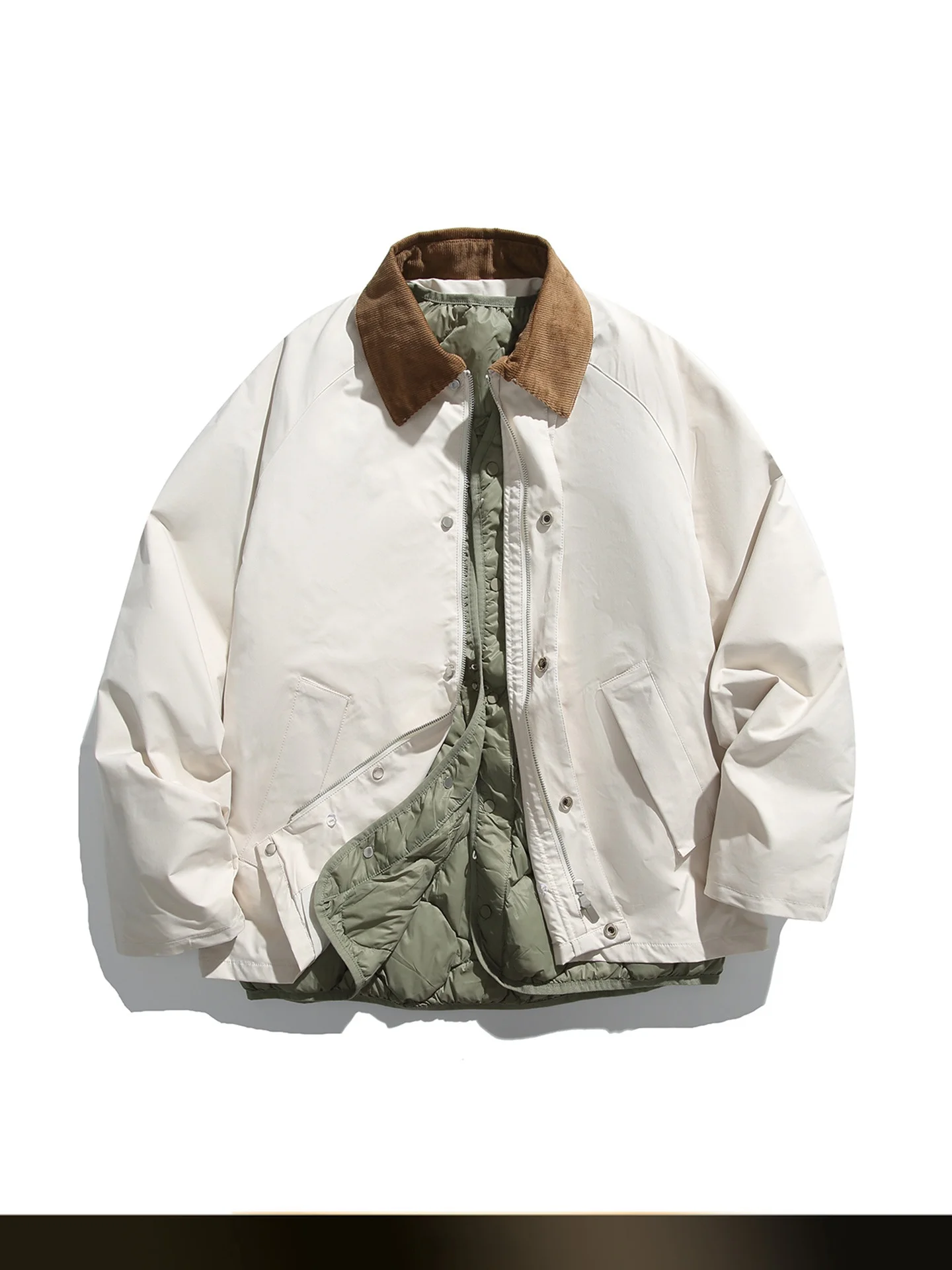 

NTED American Retro 90 Fce Color Blo Corduroy Removable Inner Vest Tee-in-One down Jaet Youth Faion Warm Outerwear