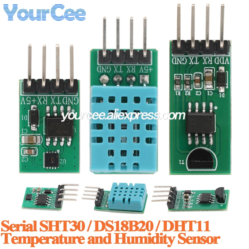5 uds/1 unidad puerto serie SHT30 TTL DS18B20 DHT11 sensor digital de temperatura y humedad microcontrolador adquisición de comunicación