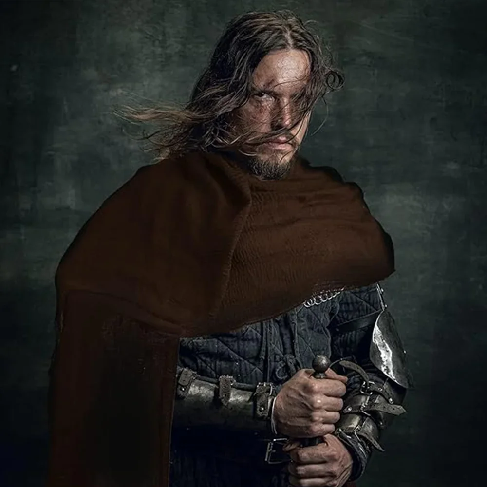Capa de caballero Medieval renacentista, disfraz de media capa con hombros descubiertos, bufanda de pirata para hombres y mujeres, festivales de Cosplay Larp