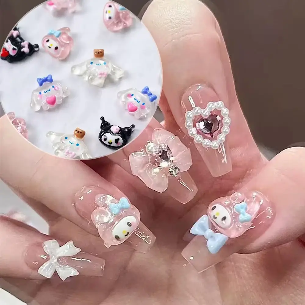 

30Pcs Kuromi & Hello kitty 3D Resin Nail Charms – Cute Cartoon Animal Nail Art Accessories for DIY Manicure