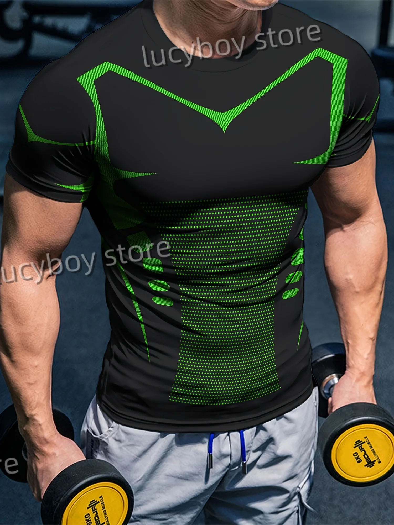 Mens Gym Muscle Training T Shirt Color block Sports Jogging Short Sleeve Tees Quick Drying Running  Men Oversized Clothing Tops