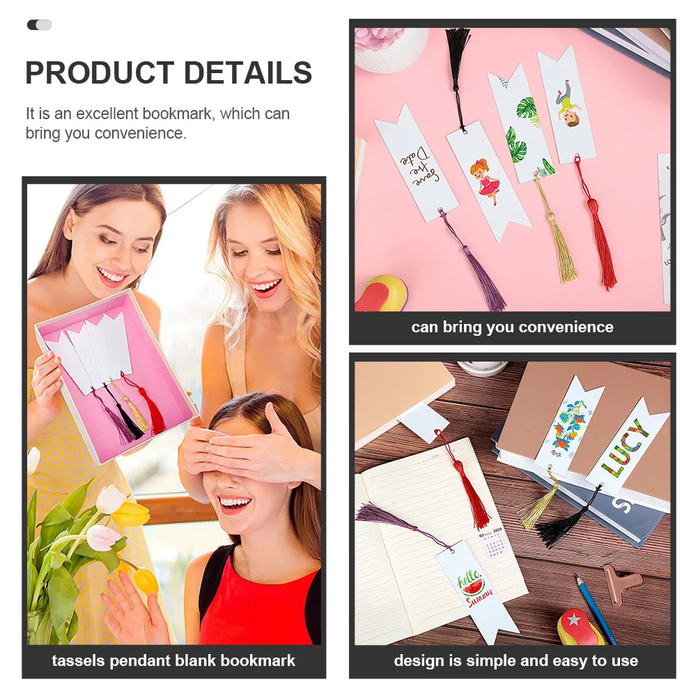 12Sets Bookmarks Gift Acrylic Tassel Page Marker Delicate Student Supply DIY Bookmark Decor for Home Office Library